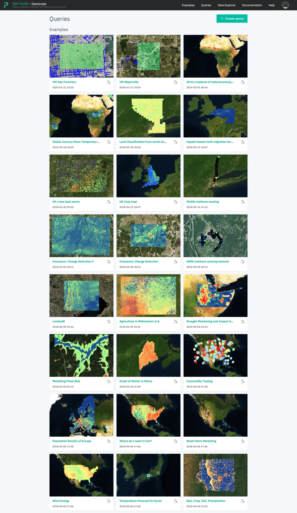 Cross-dataset query results