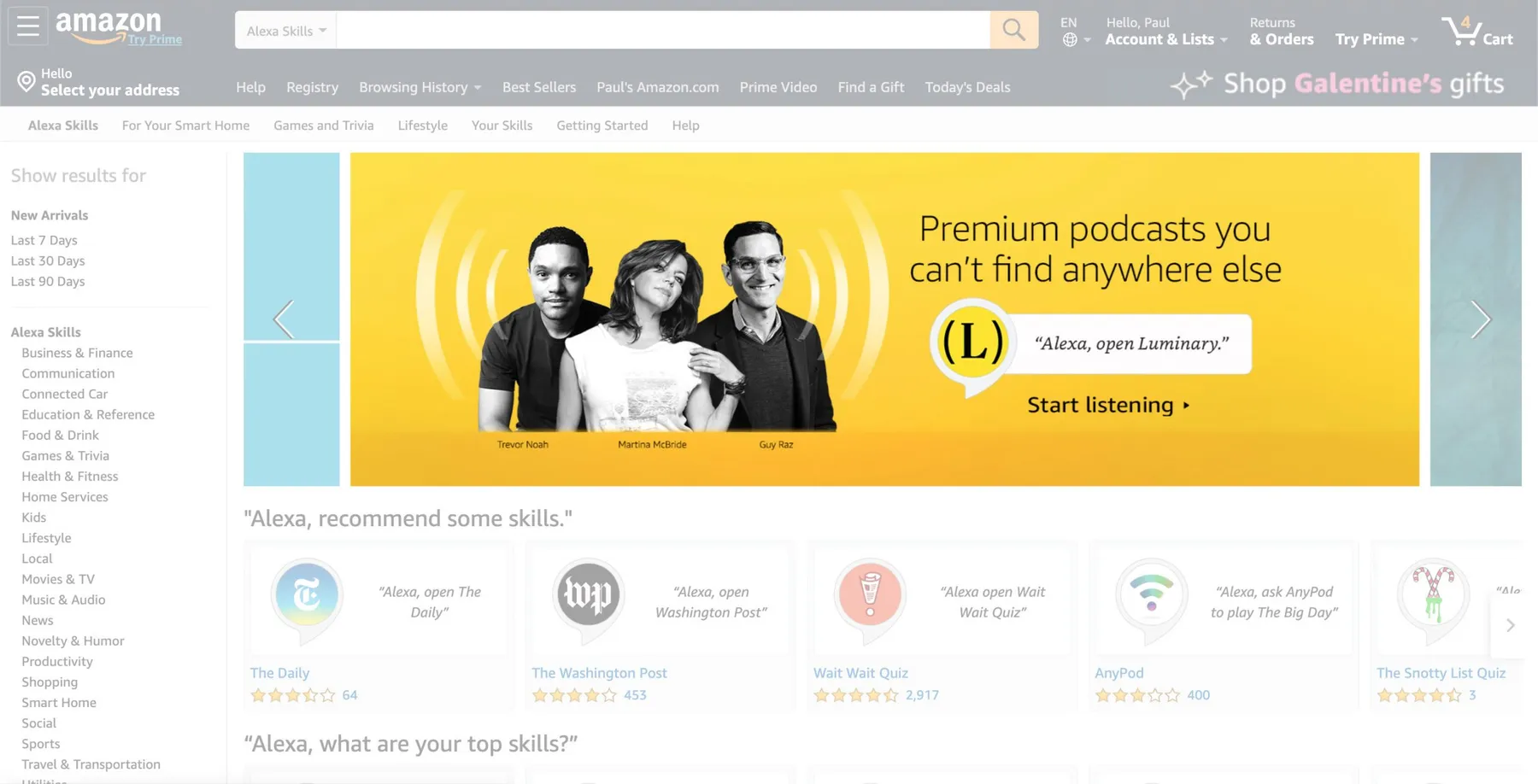 Featured Alexa skill